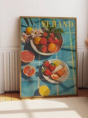 Vintage Verano Poster Print for Kitchen Summer Beach House Poster